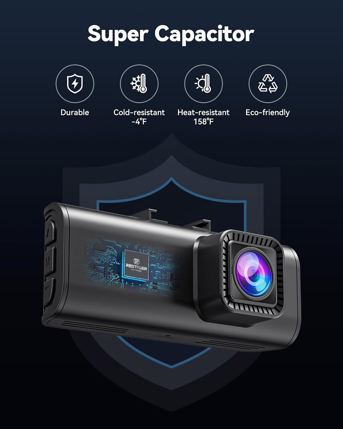 4K Front and Rear Dash Cam with Wi-Fi & GPS, 2.5K Full HD, 3.16” Screen, Night Vision, 170° Wide Angle, WDR, 24H Parking Mode, 32GB Card Included