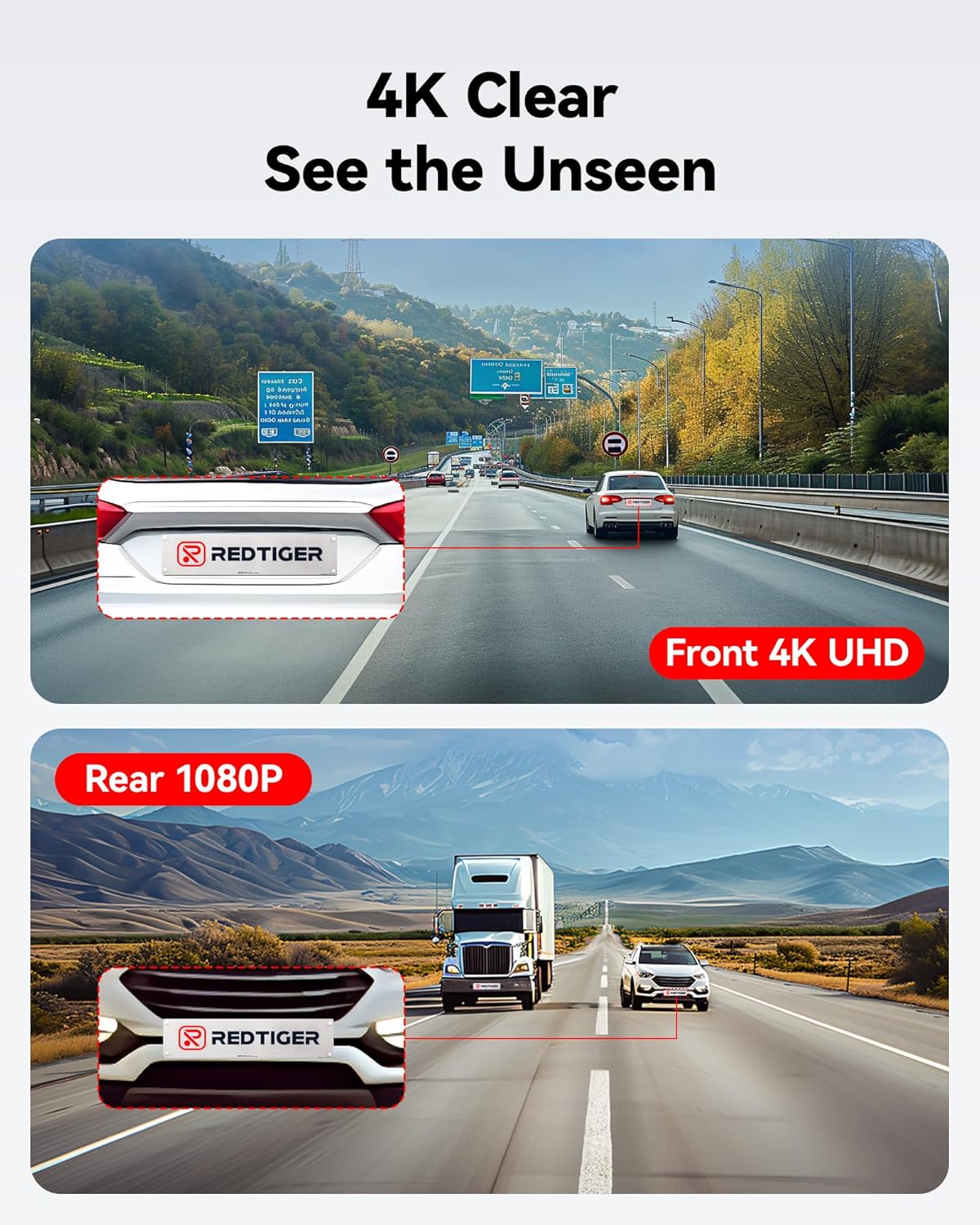 4K Front and Rear Dash Cam with Wi-Fi & GPS, 2.5K Full HD, 3.16” Screen, Night Vision, 170° Wide Angle, WDR, 24H Parking Mode, 32GB Card Included